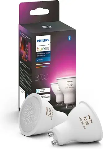 LED žárovky PHILIPS HUE Hue Bluetooth LED White and Color Ambiance žárovka GU10 5.7W 350lm 2000K-6500K RGB set 2 ks