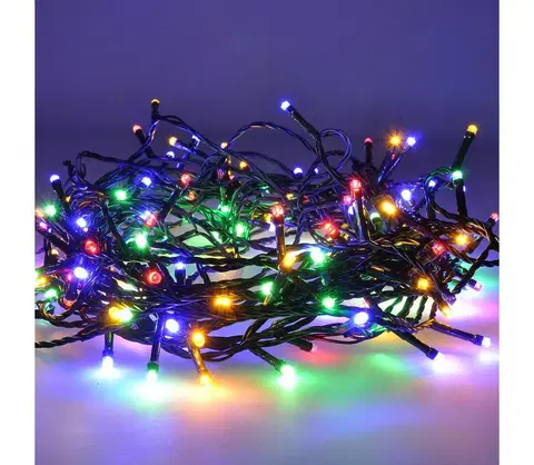 Vánoční osvětlení  LED venkovní vánoční řetěz, 200 LED, 20m, přívod 5m, 8 funkcí, časovač, IP44, vícebarevný; 1V102-M-1