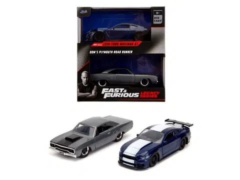 Hračky JADA - Rychle a zběsile Twin Pack 2016 Ford Mustang GT350 + 1970 Plymouth Road Runner, 1:32 Wave 4/1