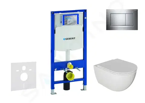 Záchody GEBERIT Duofix Set předstěnové instalace, klozetu Oudee a sedátka softclose, tlačítko Sigma30, chrom SANI11CA1121