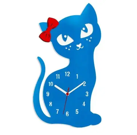 Hodiny ModernClock Nástěnné hodiny Cat modré