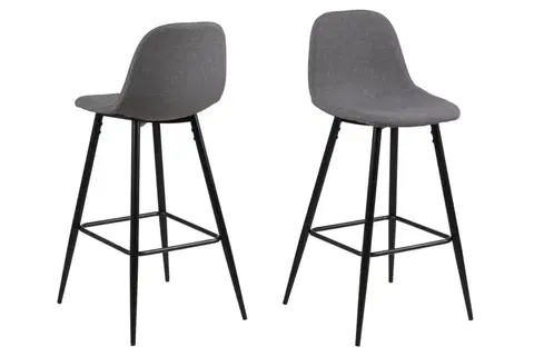 Barové židle Dkton Designová barová židle Nayeli světle šedá a černá 91 cm - Skladem