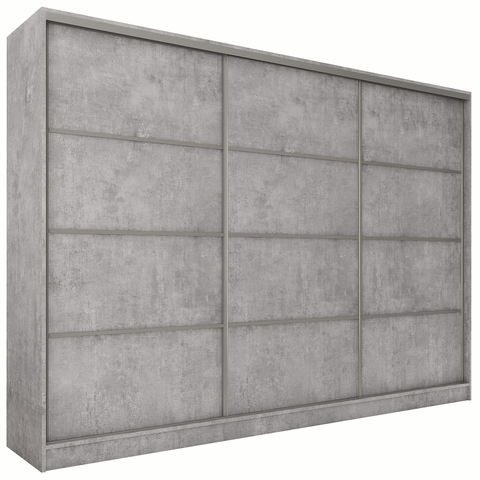 Šatní skříně Šatní skříň LITOLARIS 280 bez zrcadla, se 6 policemi, 4 šuplíky a 2 šatními tyčemi, beton