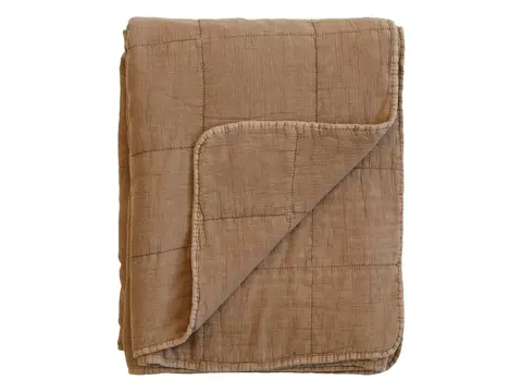 Přehozy Karamelový bavlněný přehoz s opraným vzhledem Vintage Quilt - 130*180 cm Chic Antique 16090128