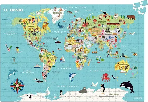 Živé a vzdělávací sady Vilac Puzzle Mapa světa 500 dílků