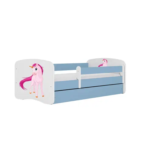 Dětské postýlky Kocot kids Dětská postel Babydreams jednorožec modrá, varianta 80x180, se šuplíky, s matrací