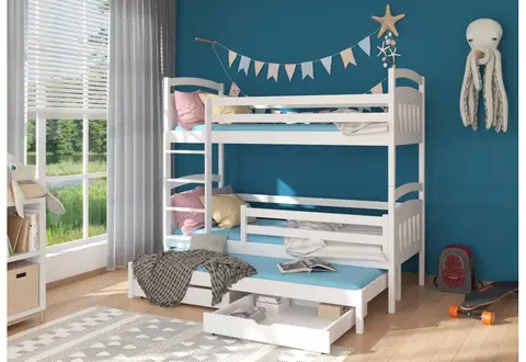 Dětské pokoje Expedo Dětská patrová postel SALDO + 3x matrace, 90x200/90x190, bílá