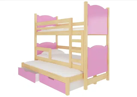 Postele ArtAdrk Dětská patrová postel LETICIA Barva: Borovice / růžová