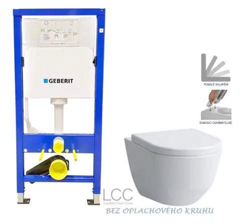 WC sedátka GEBERIT DuofixBasic bez tlačítka + WC LAUFEN PRO LCC RIMLESS + SEDÁTKO 458.103.00.1 X LP2