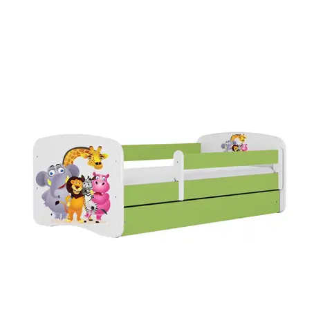 Dětské postýlky Kocot kids Dětská postel Babydreams ZOO zelená, varianta 80x180, se šuplíky, s matrací