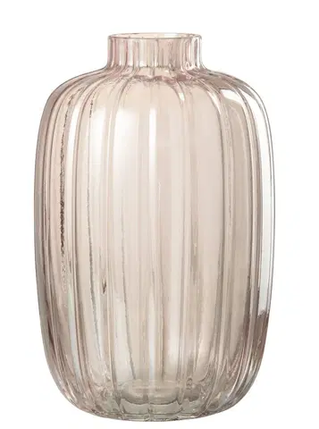 Dekorativní vázy Růžová skleněná váza s úzkým hrdlem Junna M - Ø 16*25 cm J-Line by Jolipa 30367