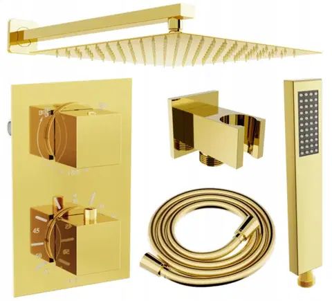 Sprchy a sprchové panely Sprchový set podomítkový MEXEN CUBE DR02 25 cm zlatý