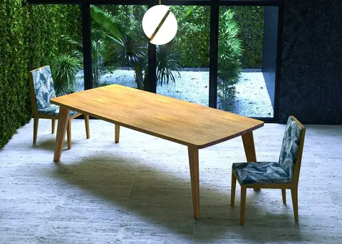 Designové a luxusní jídelní stoly Estila Moderní jídelní stůl Rodas v masivním obdélníkovém provedení se šikmými nožičkami 200cm