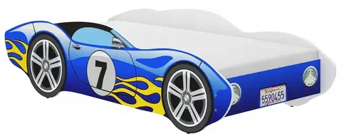 Dětské postele Jedinečná chlapecká dětská postel modré závodní auto 140 x 70 cm