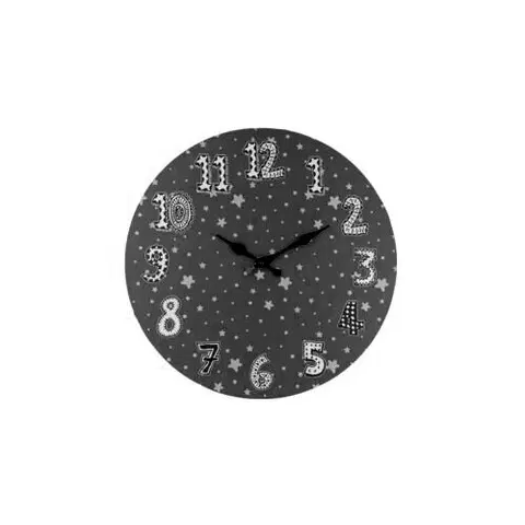 Hodiny Dětské nástěnné hodiny Stars, 33 cm, šedá