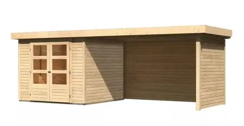 Zahradní domky Dřevěný zahradní domek ASKOLA 3,5 s přístavkem 280 Lanitplast Přírodní dřevo