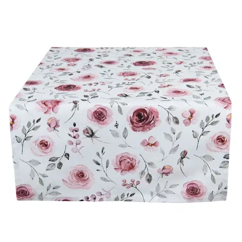 Ubrusy Bavlněný běhoun na stůl s růžemi Rustic Rose - 50*140 cm Clayre & Eef RUR64