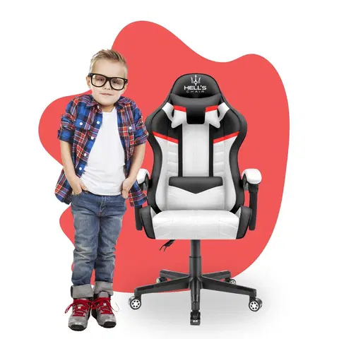 Herní křesla Dětská hrací židle HC - 1004 černobílá s červenými detaily