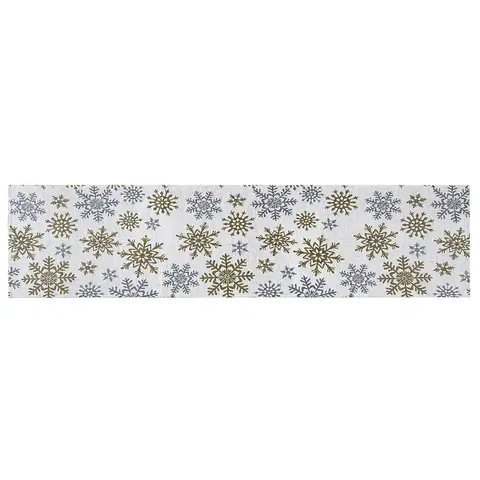 Ubrusy Dakls Běhoun Snowflakes bílá, 33 x 140 cm