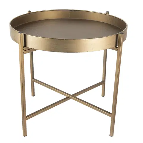Konferenční stolky Zlatý kovový kulatý odkládací stolek - Ø 52*40 cm Clayre & Eef 6Y4298