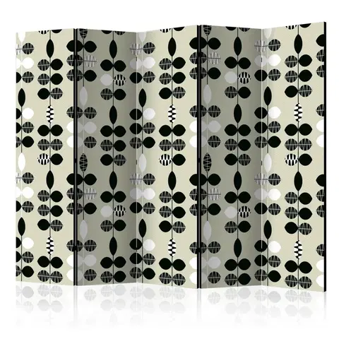 Paravány Paraván Black and White Dots Dekorhome 225x172 cm (5-dílný)