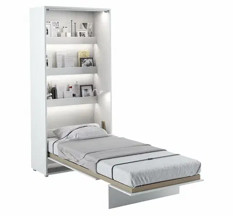 bez úložného prostoru Vysoká sklápěcí postel ve skříni MONTERASSO, 90x200, bílá mat