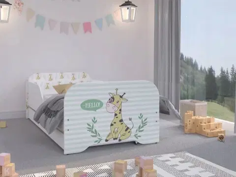 Dětské postele Roztomilá dětská postel 140 x 70 cm se žirafou
