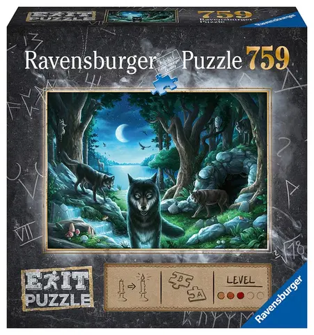 Hračky puzzle RAVENSBURGER - Exit Puzzle: Vlk 759 dílků