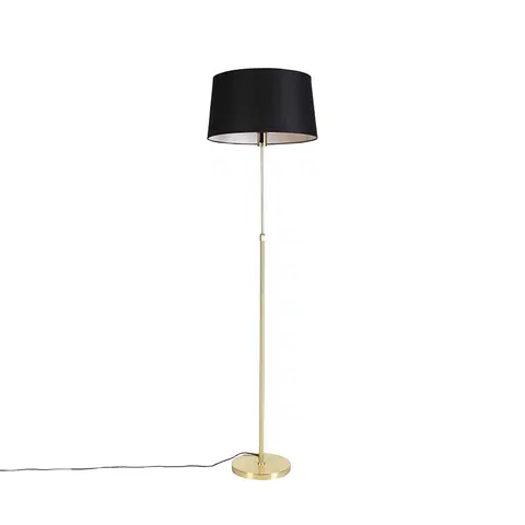 Stojaci lampy Stojací lampa zlatá / mosazná s černým plátěným odstínem 45 cm - Parte