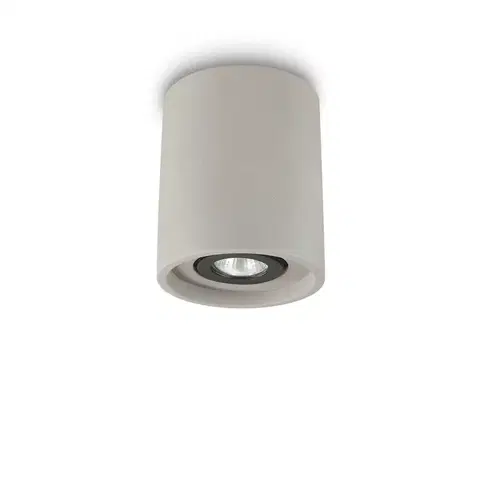 Moderní bodová svítidla Stropní svítidlo Ideal Lux Oak PL1 round cemento 150437 kulaté betonové