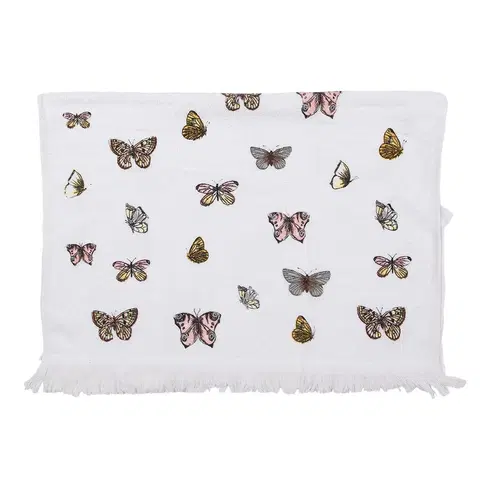 Utěrky Bílý froté kuchyňský ručník s motýlky Butterfly Paradise - 40*66 cm Clayre & Eef TBPD
