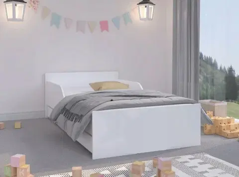 Dětské postele Jednoduchá a univerzální dětská postel bílé barvy 160 x 80 cm