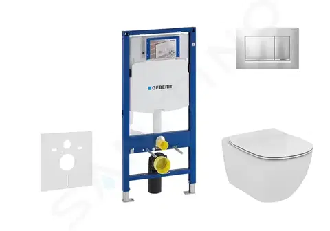 WC sedátka GEBERIT Duofix Modul pro závěsné WC s tlačítkem Sigma30, matný chrom/chrom + Ideal Standard Tesi WC a sedátko, Aquablade, SoftClose 111.300.00.5 NU7
