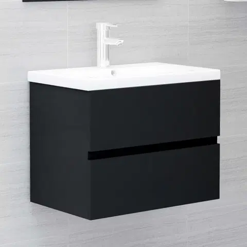 Koupelnové skříňky Skříňka pod umyvadlo 60 cm Dekorhome Černá