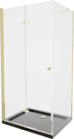 Sifony k pračkám MEXEN/S Lima sprchový kout zalamovací dveře 90 x 100, transparent, zlatý + Flat černá vanička se sifonem 856-090-100-50-00-4070G