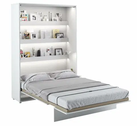 bez úložného prostoru Vysoká sklápěcí postel dvoulůžko MONTERASSO, 140x200, bílá lesk