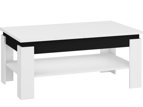 Konferenční stolky Rozkládací konferenční stolek ZOMIN, bílá/černý lesk, 5 let záruka