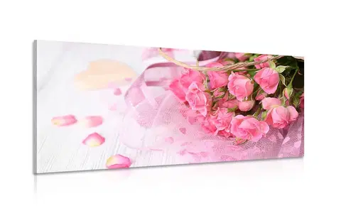 Obrazy zátiší Obraz romantická růžová kytice růží