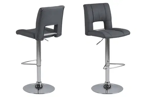 Barové židle Dkton Designová barová židle Nerine tmavě šedá a chromová