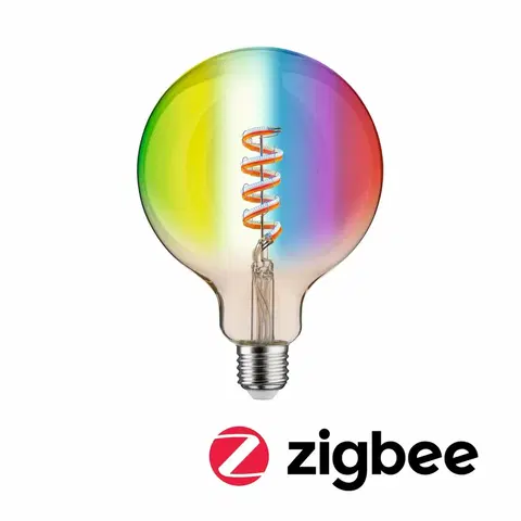 LED žárovky PAULMANN Filament 230V Smart Home Zigbee 3.0 LED Globe G125 E27 6,3W RGBW+ stmívatelné zlatá
