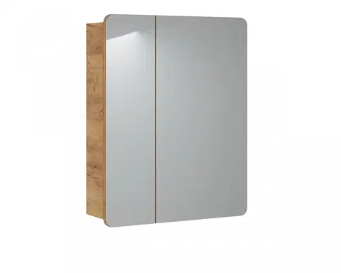 Zrcadla Comad Závěsná koupelnová skříňka se zrcadlem Aruba 841 2D dub craft zlatý