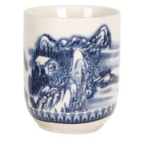 Hrnky a šálky Porcelánový kalíšek na čaj s motivem hor - ∅ 6*8 cm / 0,1L Clayre & Eef 6CEMU0068