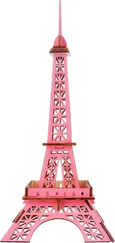 3D puzzle Woodcraft construction kit Dřevěné 3D puzzle Eiffelova věž růžová