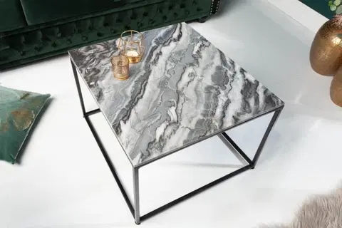 Designové a luxusní konferenční stolky Estila Art-deco designový konferenční stolek Elements Gris z leštěného mramoru 50cm