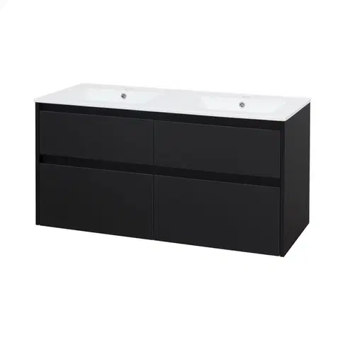 Koupelnový nábytek MEREO Opto, koupelnová skříňka s keramickým umyvadlem 121 cm, černá CN943