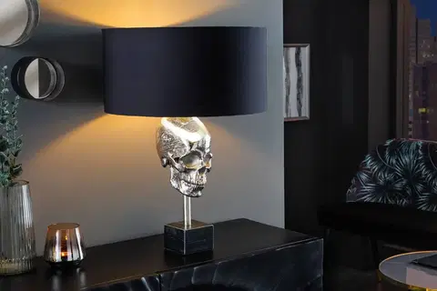 Stolní lampy LuxD 26761 Designová stolní lampa Madigan 56 cm černo-stříbrná