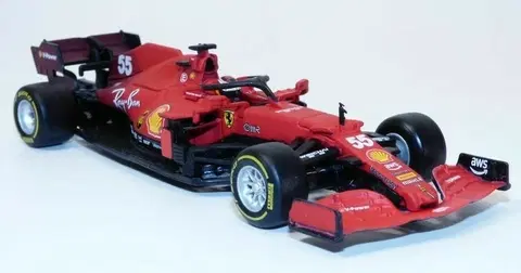 Hračky BBURAGO - 1:43 Ferrari Racing F1 SF21 #55 (Carlos Sainz) s helmou - tvrdá case