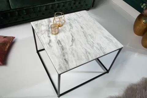 Designové a luxusní konferenční stolky Estila Art-deco stylový konferenční stolek Elements Blanc z leštěného mramoru 50cm