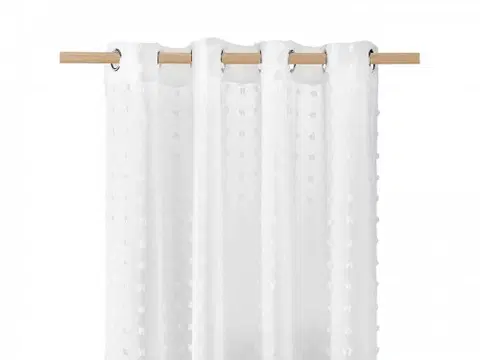 Záclony Stylová bílá záclona s kuličkami 140 x 250 cm