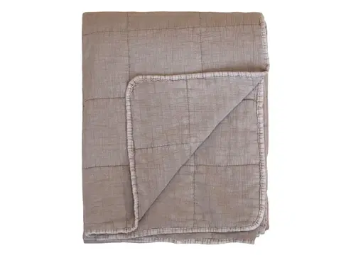 Přehozy Taupe bavlněný přehoz s opraným vzhledem Vintage Quilt - 130*180 cm Chic Antique 16090130 (16901-30)